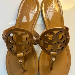 Tory Burch Miller Sandals Patent Tan Size 10